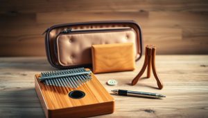 Accessoires pour kalimba : marteau, étui, autocollants, support